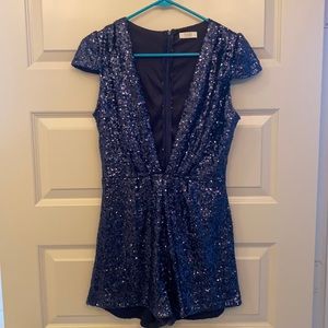 Blue sequin romper